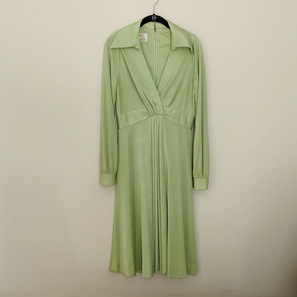 Vintage Eva Gabor Apple Green Dress